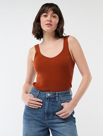 Effen top van ribstof