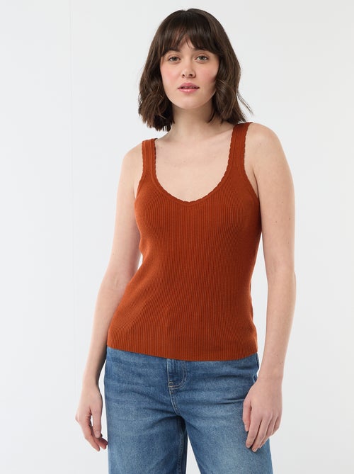 Effen top van ribstof - Kiabi