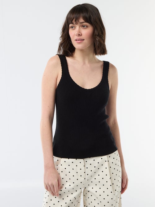 Effen top van ribstof - Kiabi