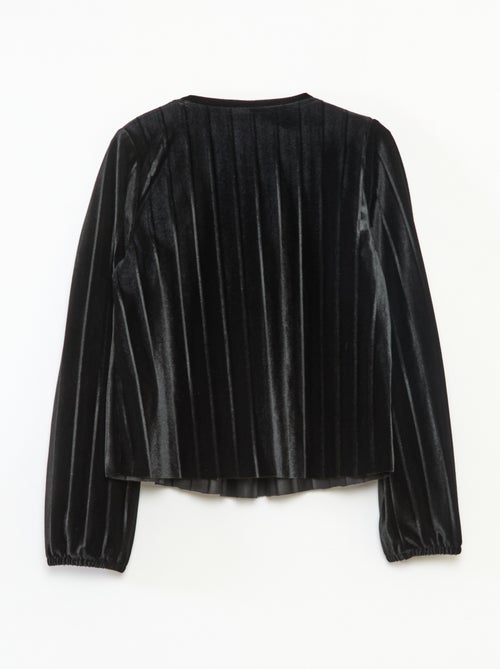 Effen top van stevige, zachte ribjersey met strik - Kiabi