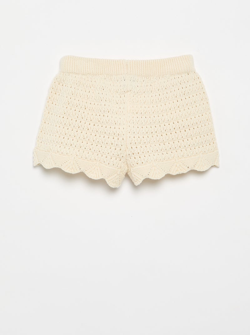 Effen tricot short Wit - Kiabi
