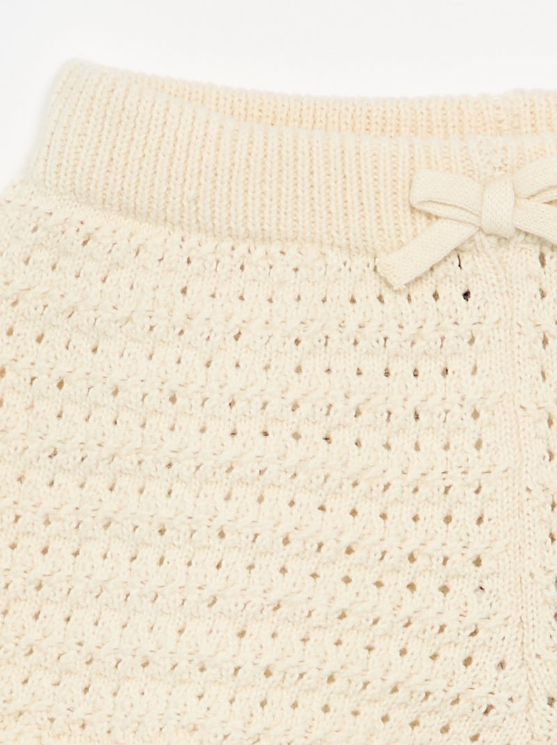 Effen tricot short Wit - Kiabi