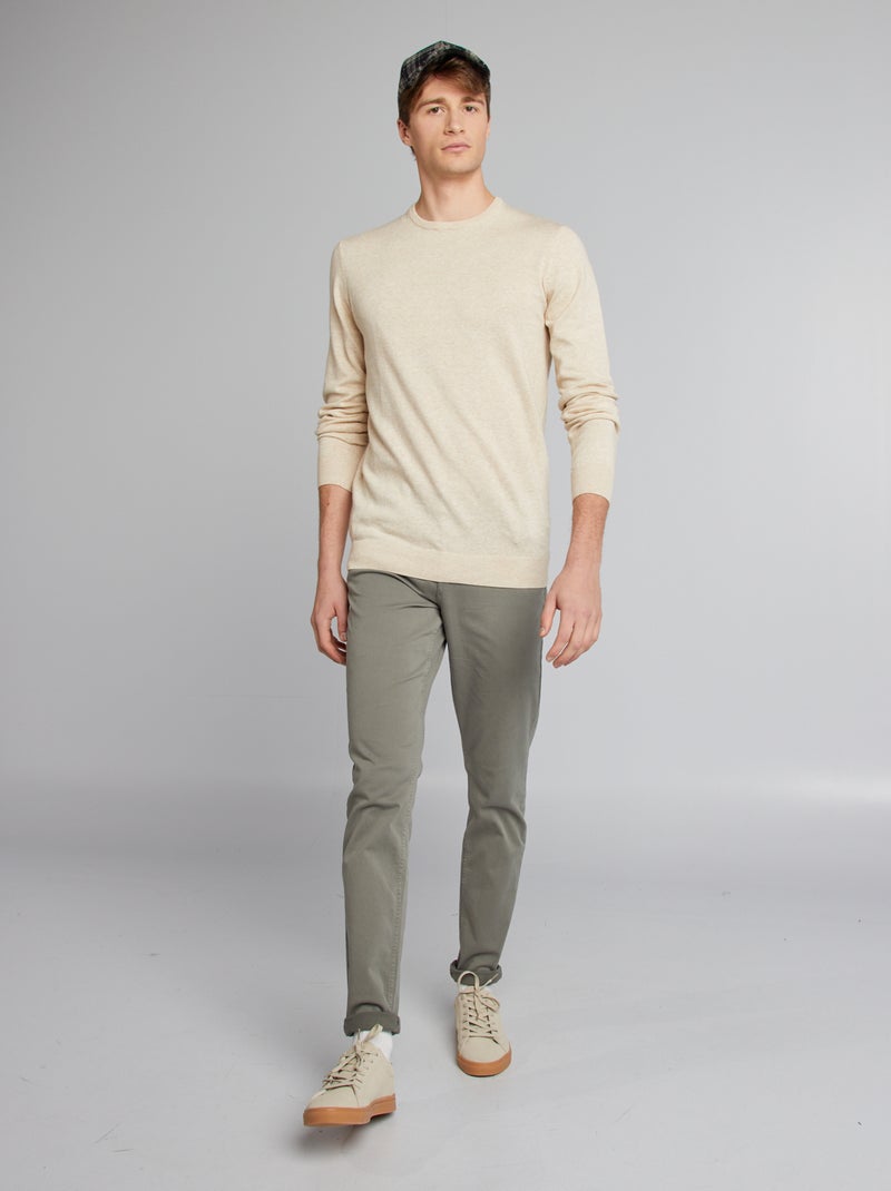 Effen trui met ronde hals +1,90m BIEGE - Kiabi