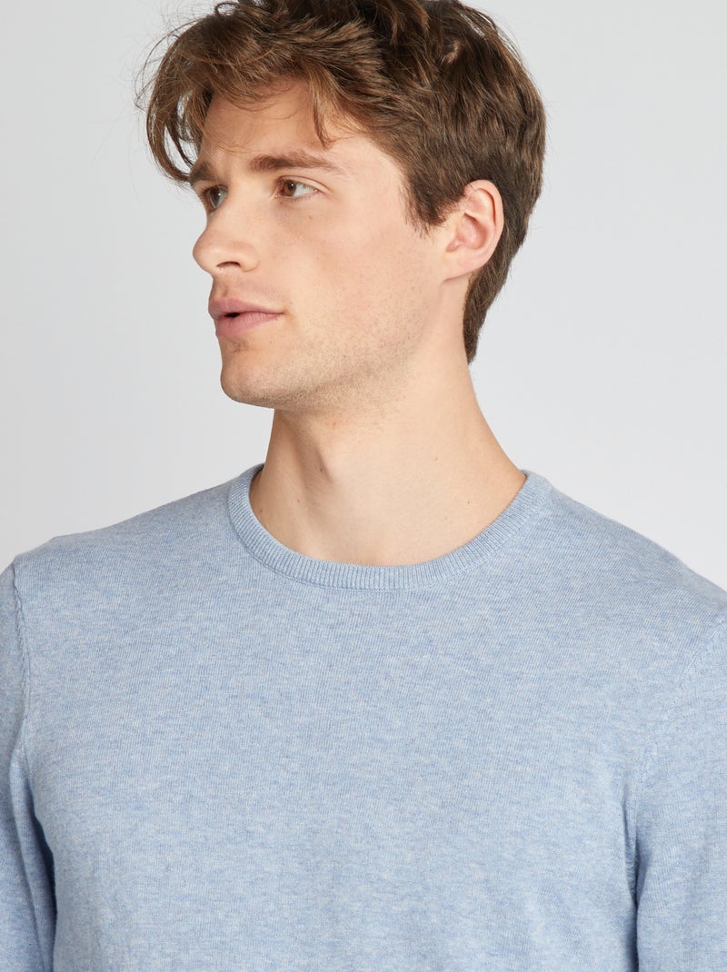 Effen trui met ronde hals +1m90 BLAUW - Kiabi