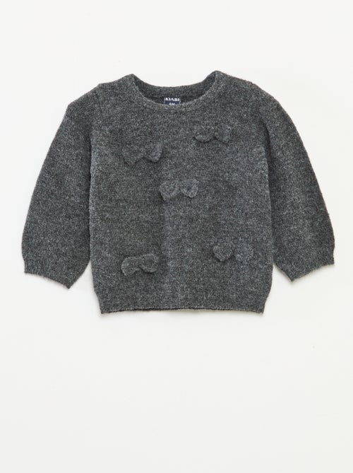 Effen trui met ronde hals en strikje - Kiabi