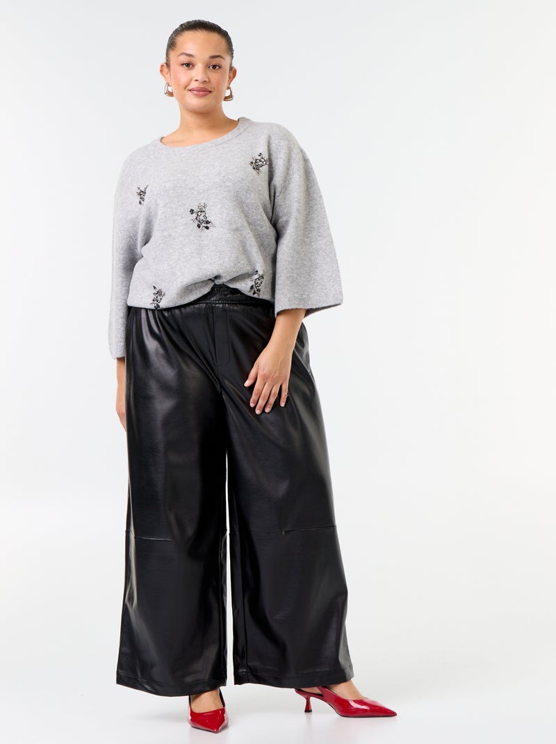 Effen trui met strass Grijs - Kiabi