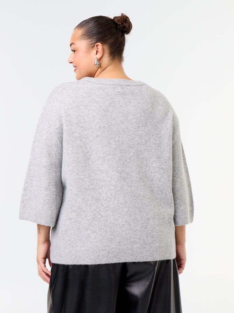 Effen trui met strass Grijs - Kiabi