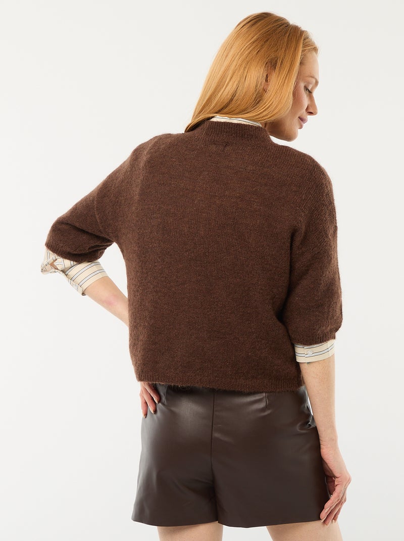 Effen trui van mohair met ronde hals Bruin - Kiabi