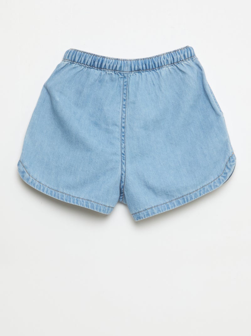 Effen twill short Blauw - Kiabi