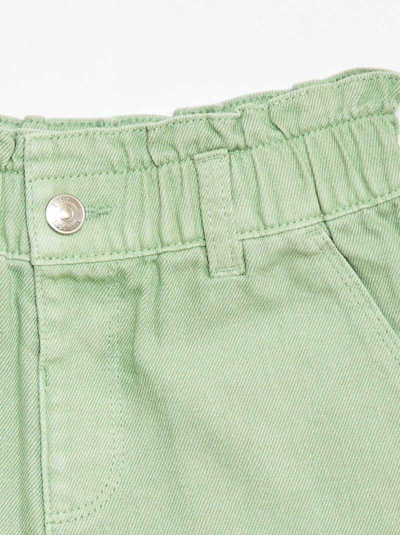 Effen twill short Groen - Kiabi