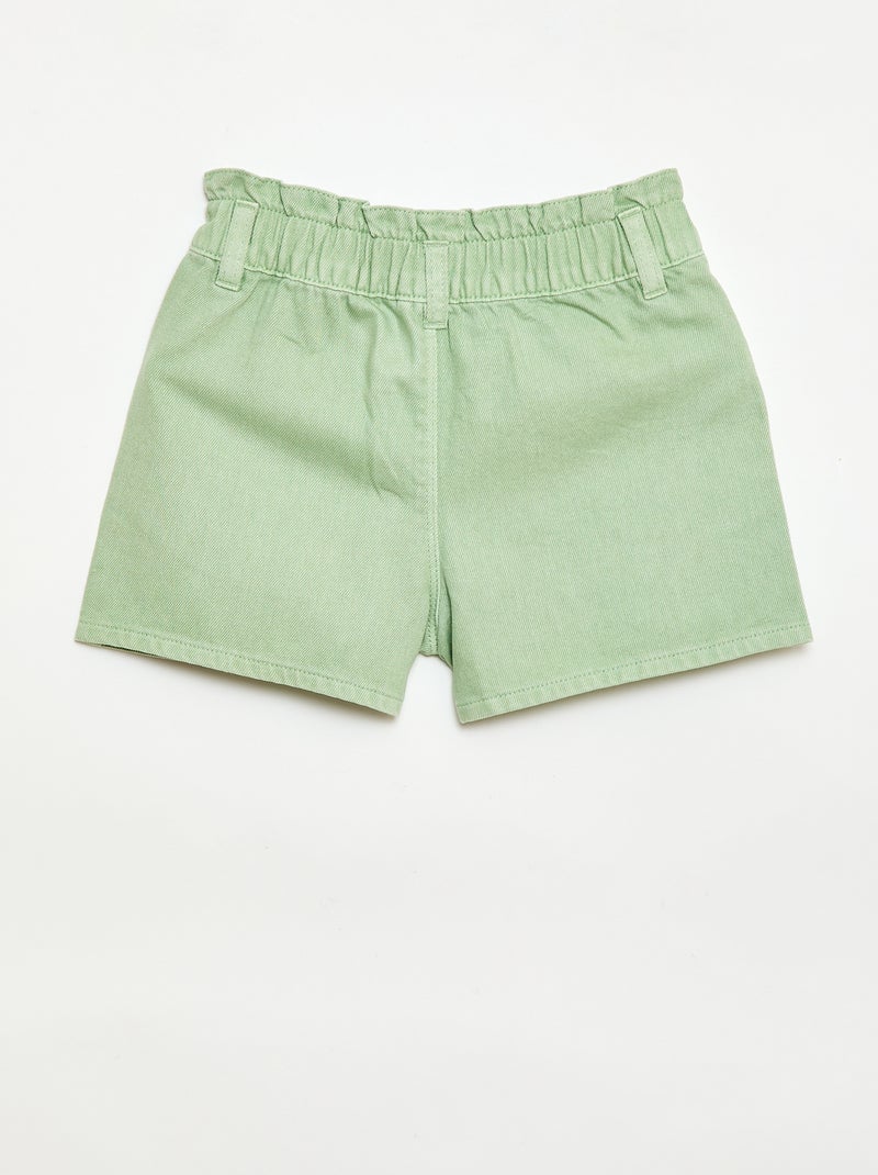 Effen twill short Groen - Kiabi
