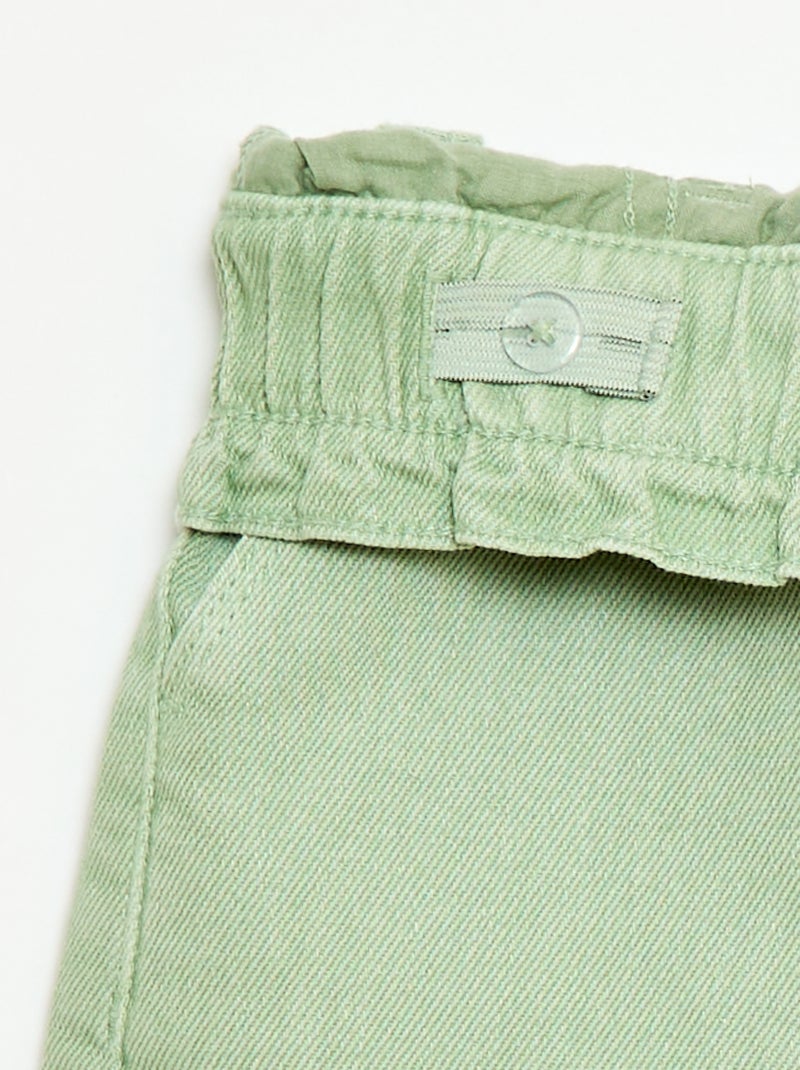 Effen twill short Groen - Kiabi