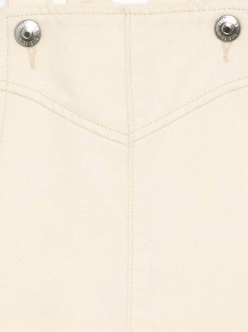 Effen twill tuinbroekjurk Wit - Kiabi