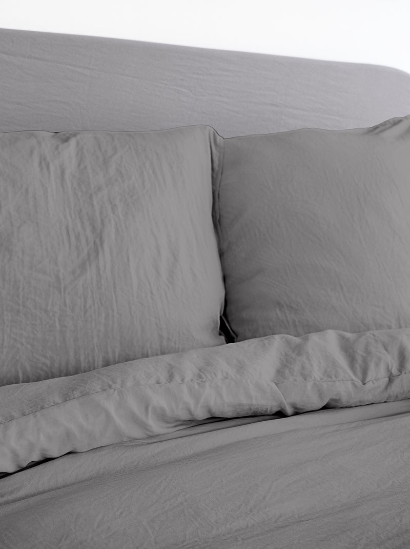 Effen, uiterst zachte dekbedset - Voor 1- of 2-persoonsbed GRIJS - Kiabi