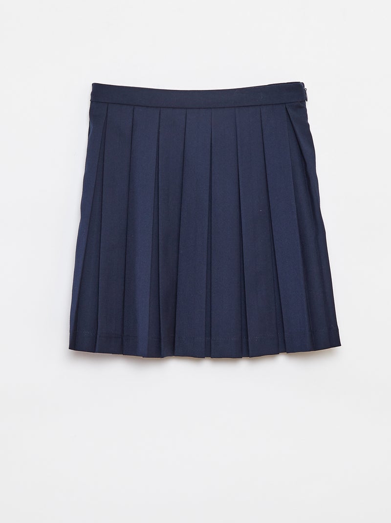 Effen uitlopende rok met plooien Blauw - Kiabi