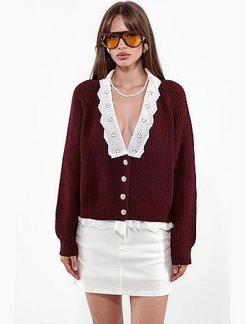 Effen v-hals vest met knopen hiccup