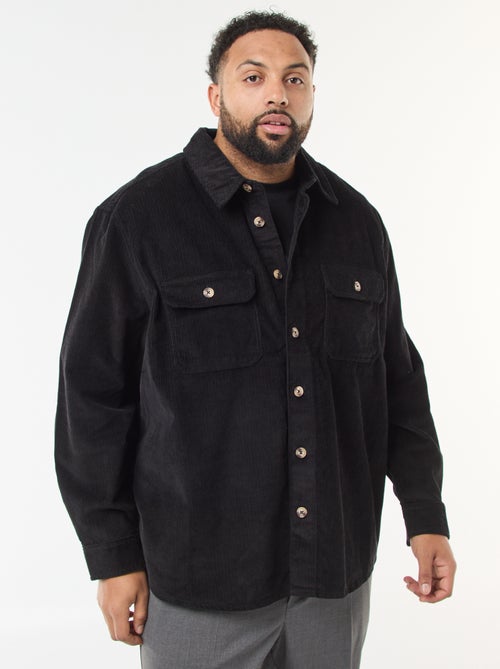 Effen velours overshirt met opgestikte zakken - Kiabi