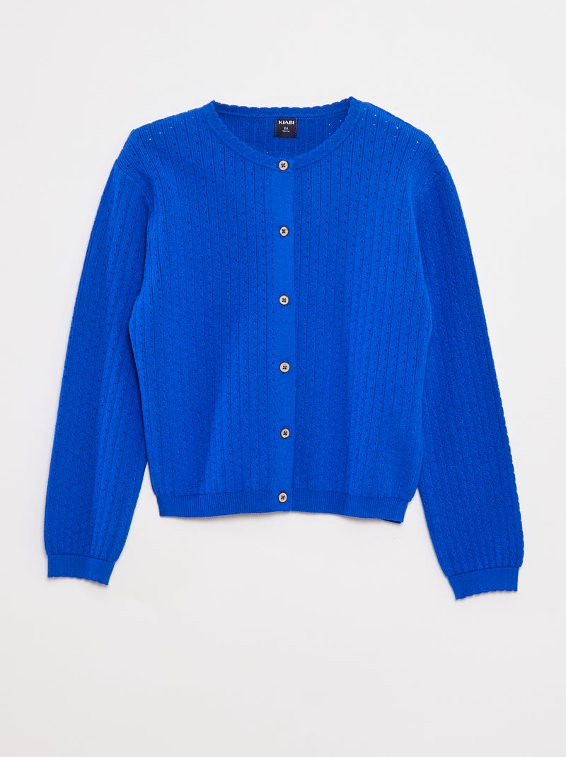 Effen vest met fijn ajourmotiefje Blauw - Kiabi