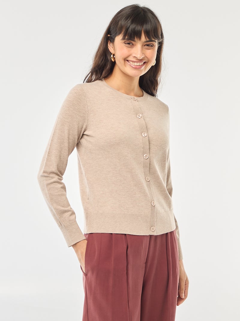 Effen vest met ronde hals Biege - Kiabi