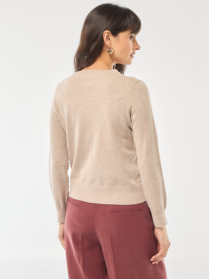 Effen vest met ronde hals Biege - Kiabi