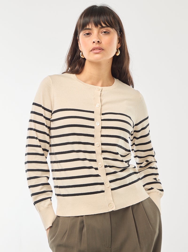 Effen vest met ronde hals Biege - Kiabi