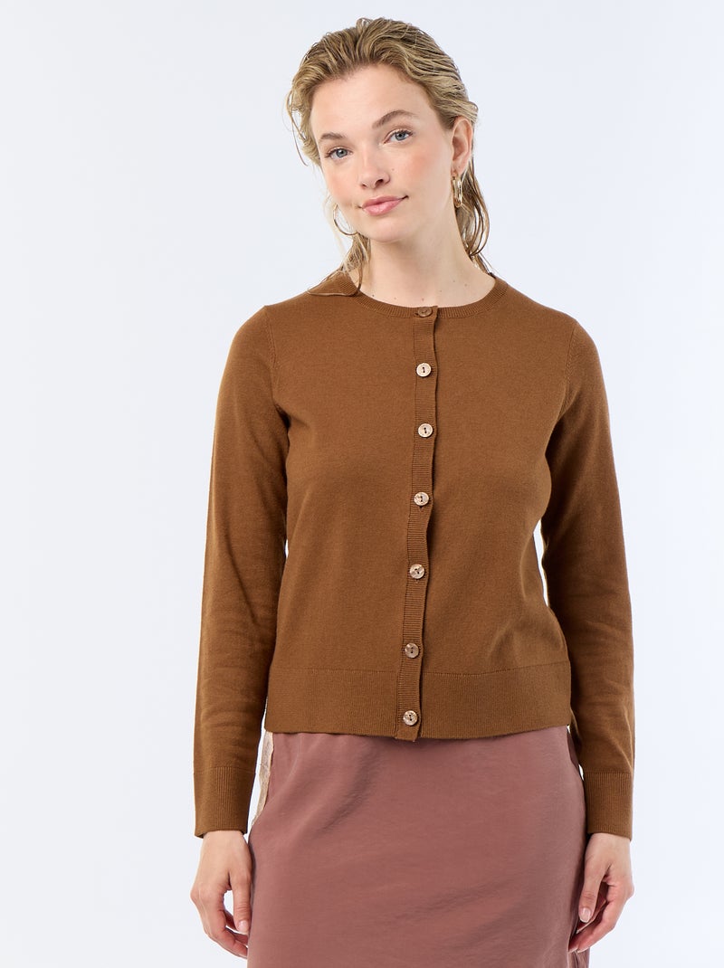 Effen vest met ronde hals Bruin - Kiabi