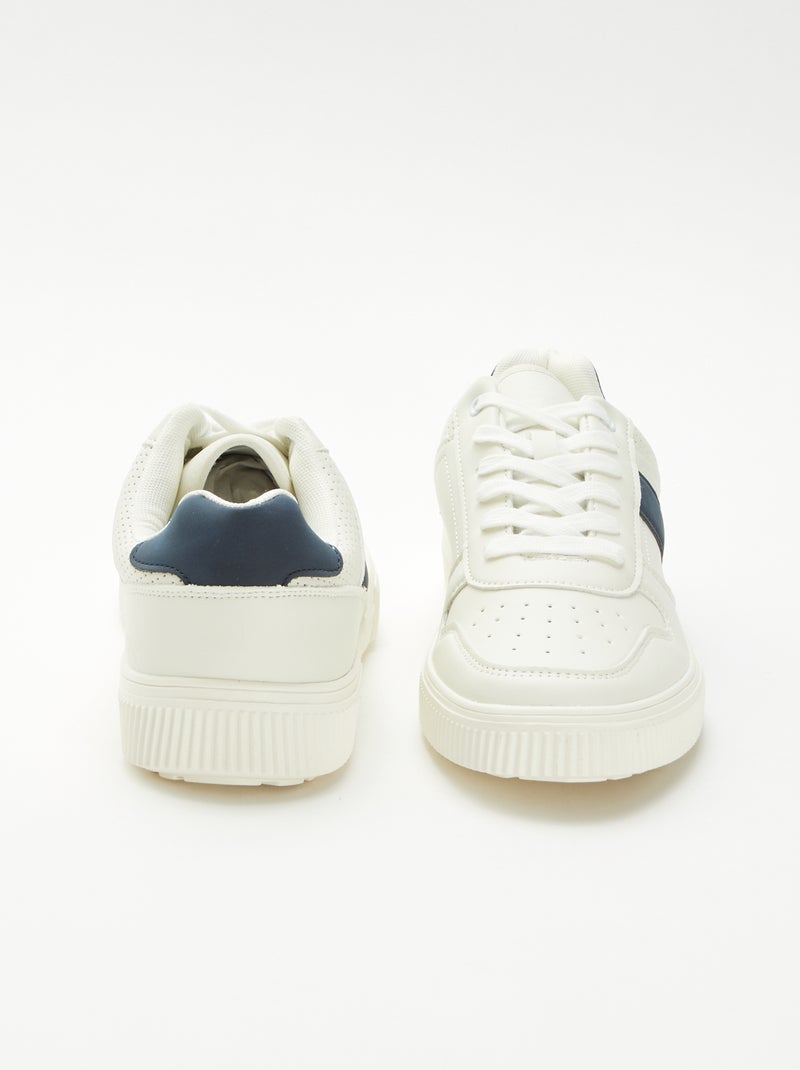 Effen vetersneakers Wit - Kiabi