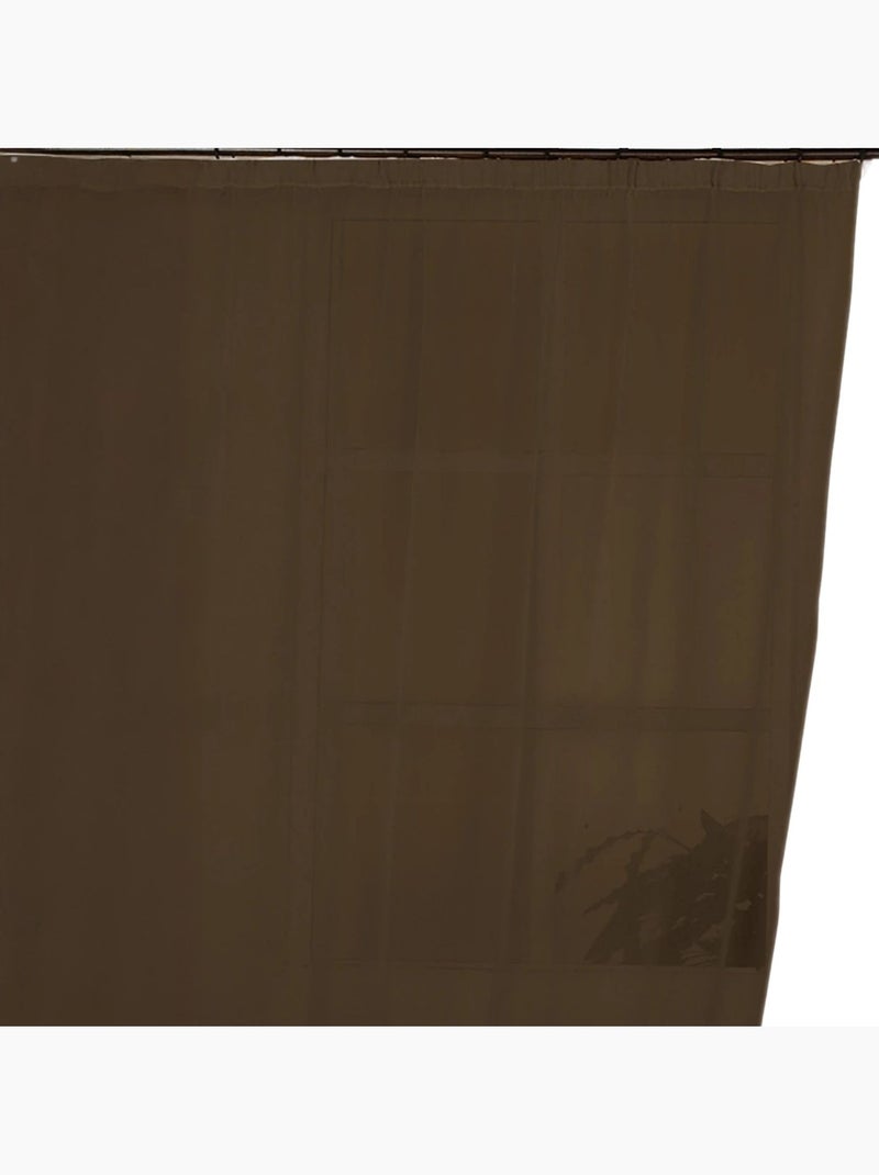 Effen vitrage van lichtdoorlatend voile met rimpelband Chocoladebruin - Kiabi