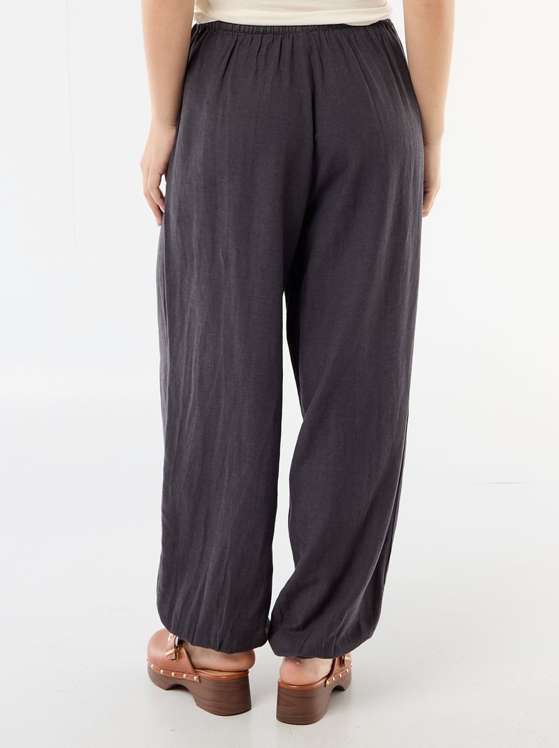 Effen wijde broek met elastische tailleband Grijs - Kiabi