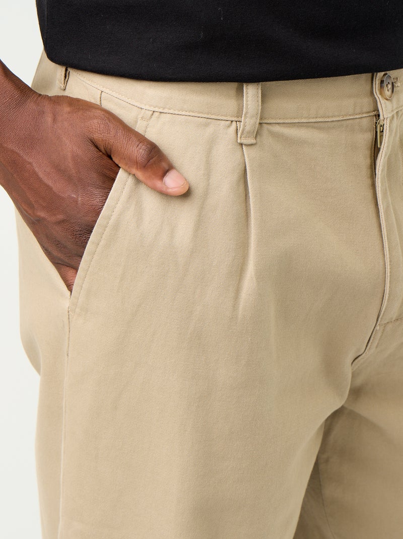 Effen wijde broek met relaxte pasvorm Biege - Kiabi