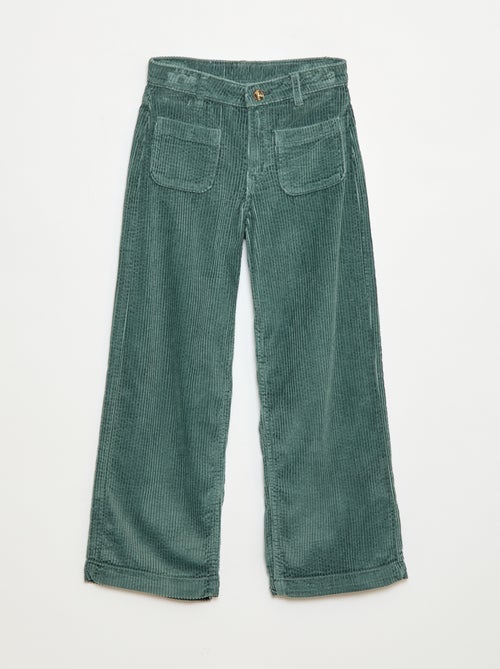 Effen wijde broek van velours - Kiabi