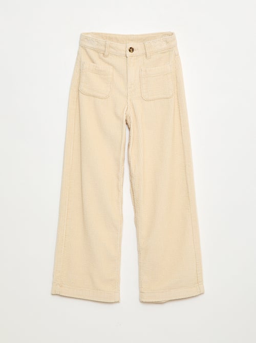 Effen wijde broek van velours - Kiabi
