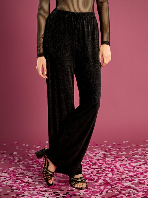 Effen wijde broek van velours - Kiabi