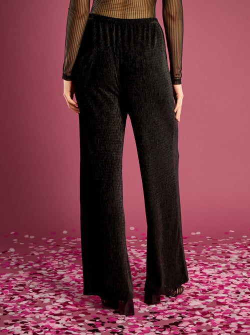 Effen wijde broek van velours - Kiabi