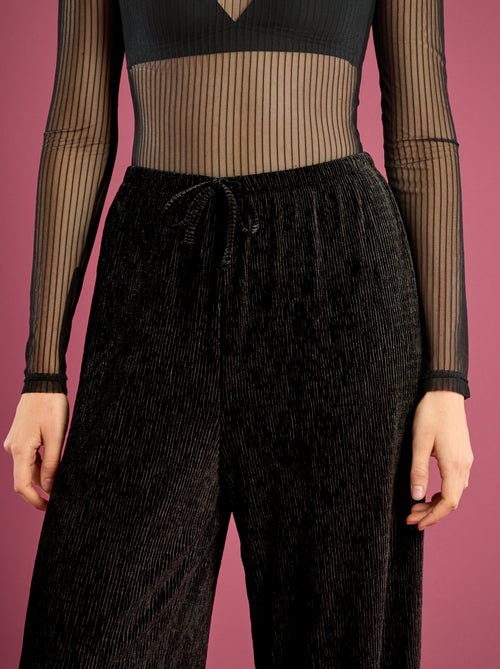 Effen wijde broek van velours - Kiabi