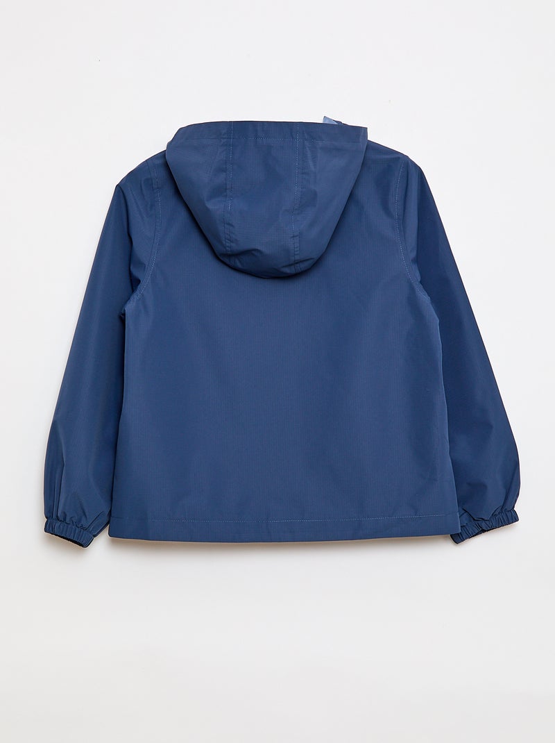 Effen windjack met capuchon - Makkelijk aan te trekken collectie Blauw - Kiabi