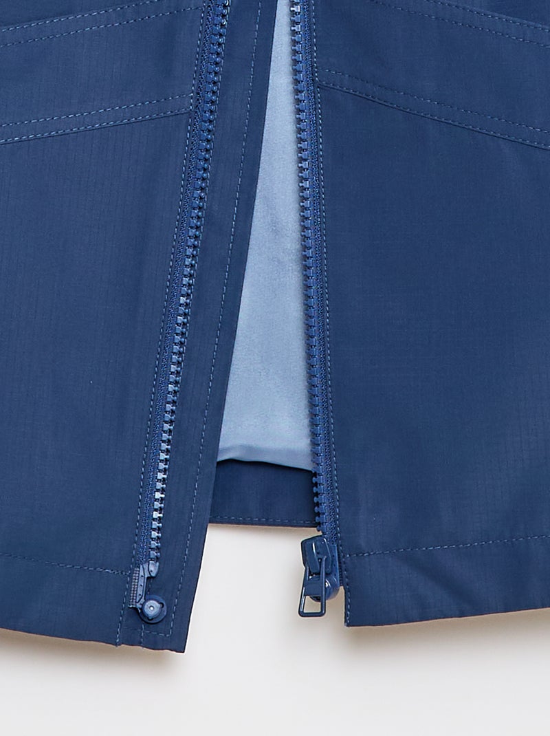 Effen windjack met capuchon - Makkelijk aan te trekken collectie Blauw - Kiabi