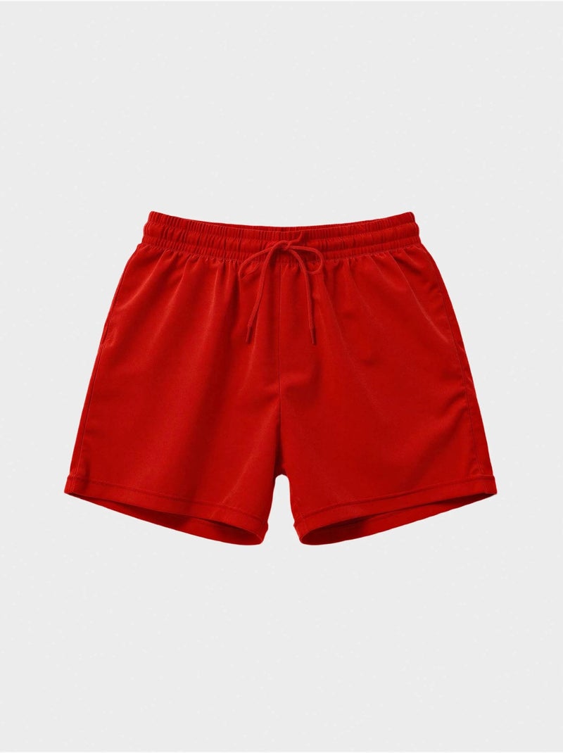 Effen zwembroek voor mannen kleur zwart Rood - Kiabi