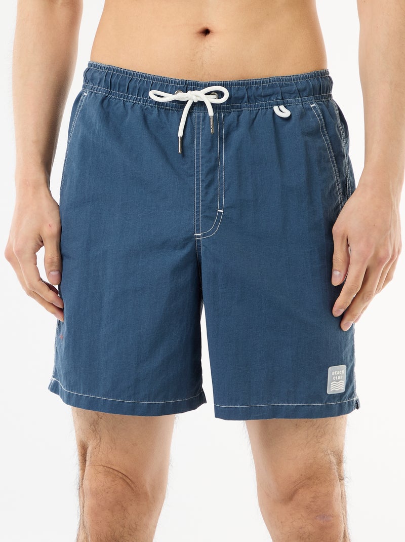 Effen zwemshort met zakken Blauw - Kiabi