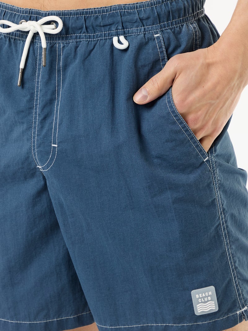 Effen zwemshort met zakken Blauw - Kiabi