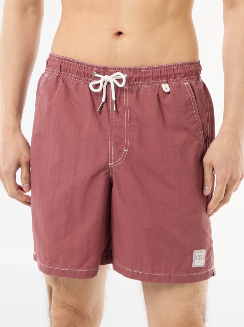 Effen zwemshort met zakken Rood - Kiabi