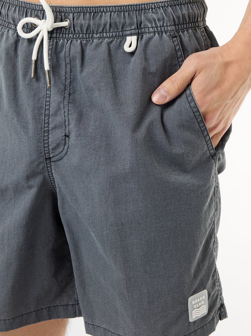 Effen zwemshort met zakken Zwart - Kiabi