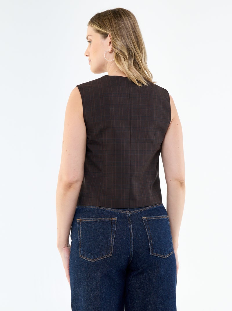 Effenen mouwloze kostuumgilet Bruin - Kiabi