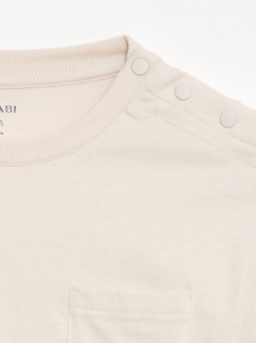 Effenen T-shirt met lange mouwen en borstzak - collectie die gemakkelijk aan te trekken is - Kiabi