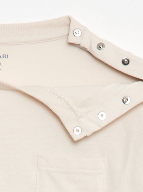 Effenen T-shirt met lange mouwen en borstzak - collectie die gemakkelijk aan te trekken is - Kiabi