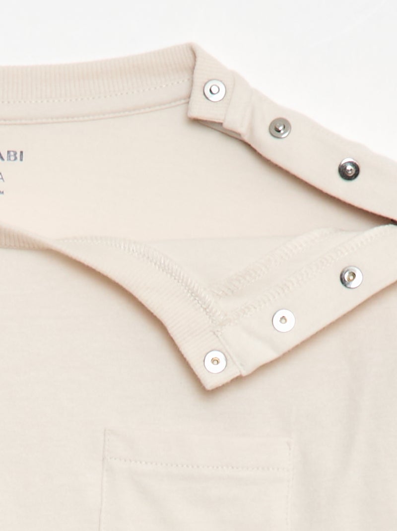 Effenen T-shirt met lange mouwen en borstzak - collectie die gemakkelijk aan te trekken is Wit - Kiabi