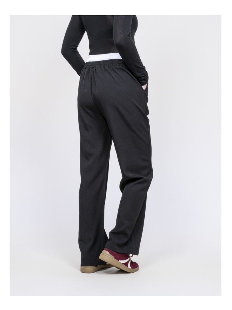 Egleny broek met dubbele riem Zwart - Kiabi