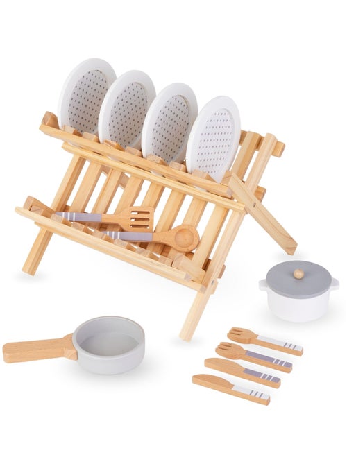 Égouttoir et vaisselle de cuisine en bois dinette mamabrum - Kiabi Égouttoir et vaisselle de cuisine en bois dinette mamabrum - Kiabi