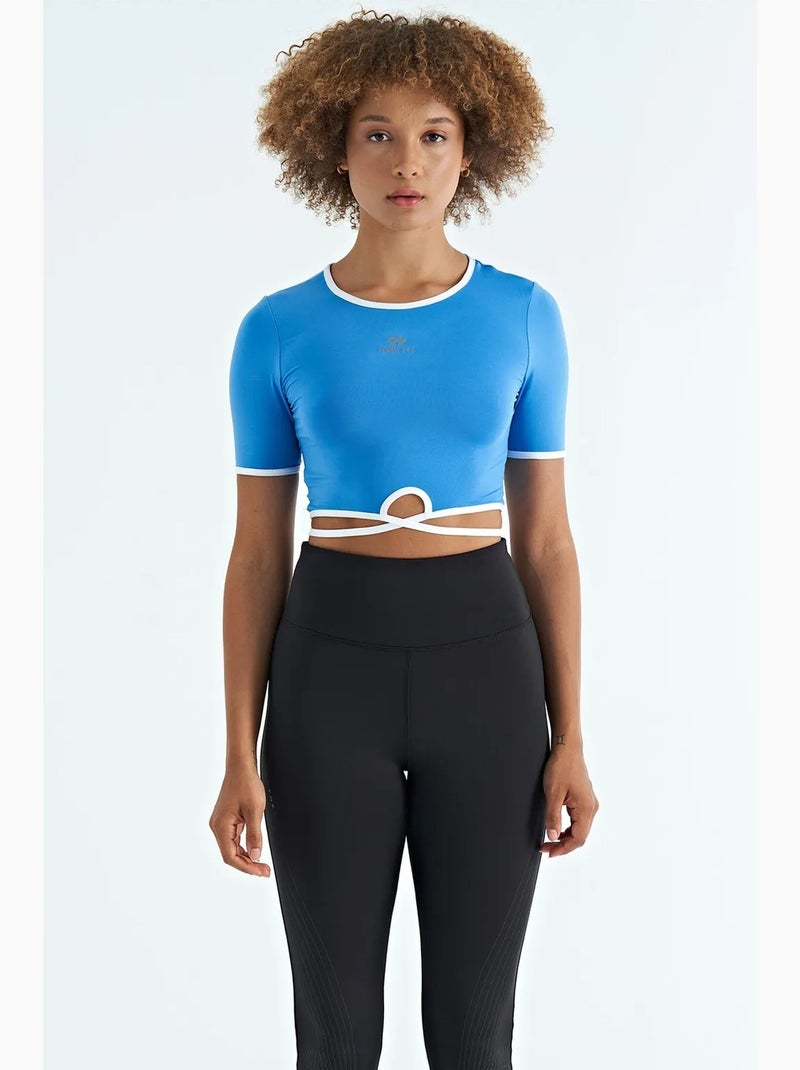 Elastisch crop t-shirt met ronde hals tommy Electrisch blauw - Kiabi