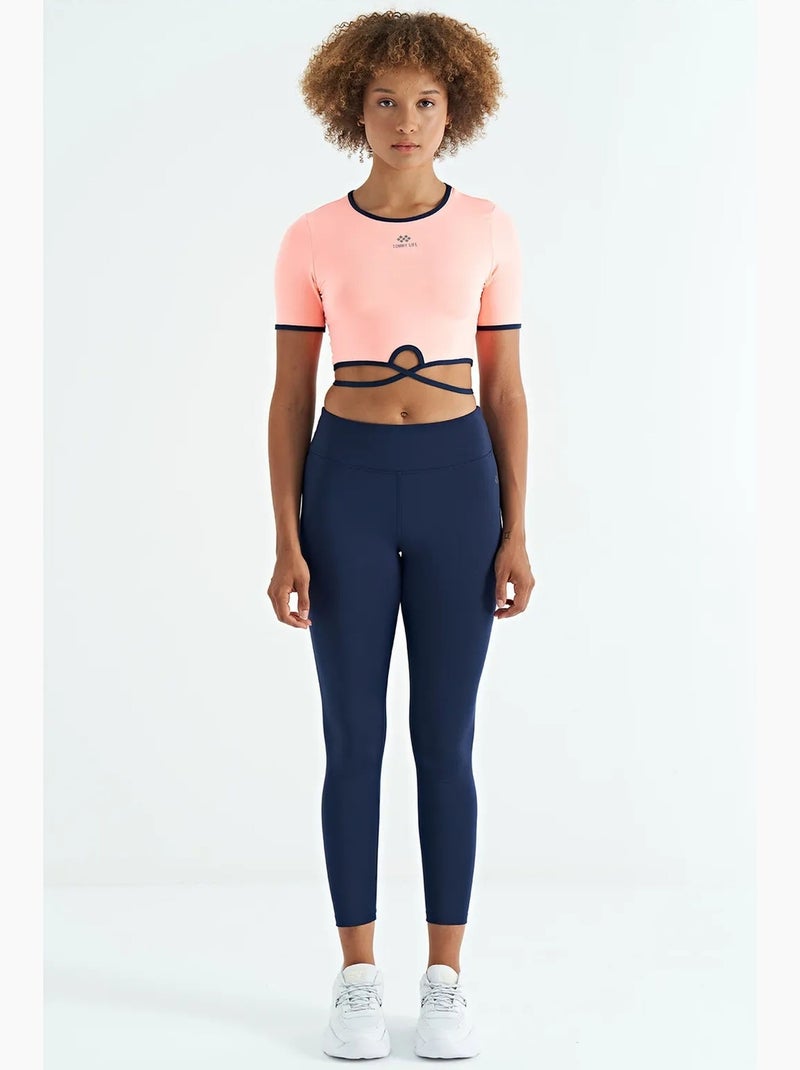 Elastisch crop t-shirt met ronde hals tommy Koraal - Kiabi